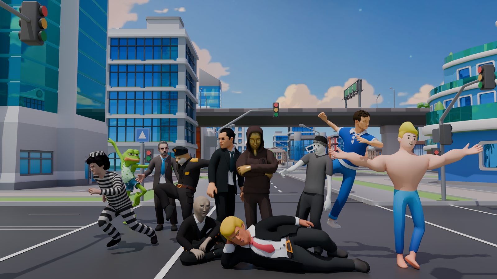 Creek211 — the full character cast on a city street